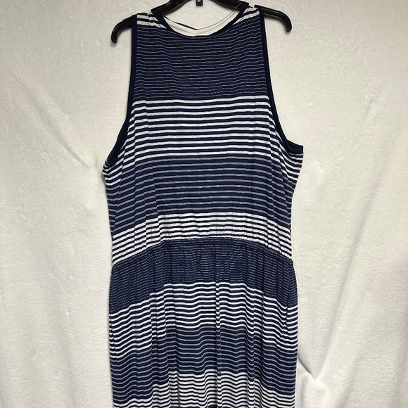 Two by Vince Camuto Women's Dress 3X Blue/White Striped Sleeveless Maxi Sheath - Picture 7 of 9